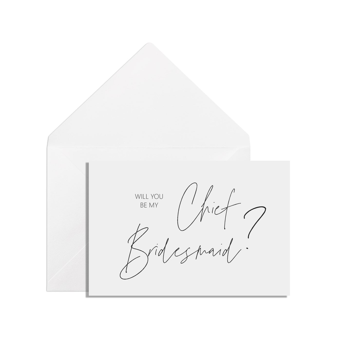 Will You Be My Chief Bridesmaid? A6 Black & White Proposal Card With White Envelope
