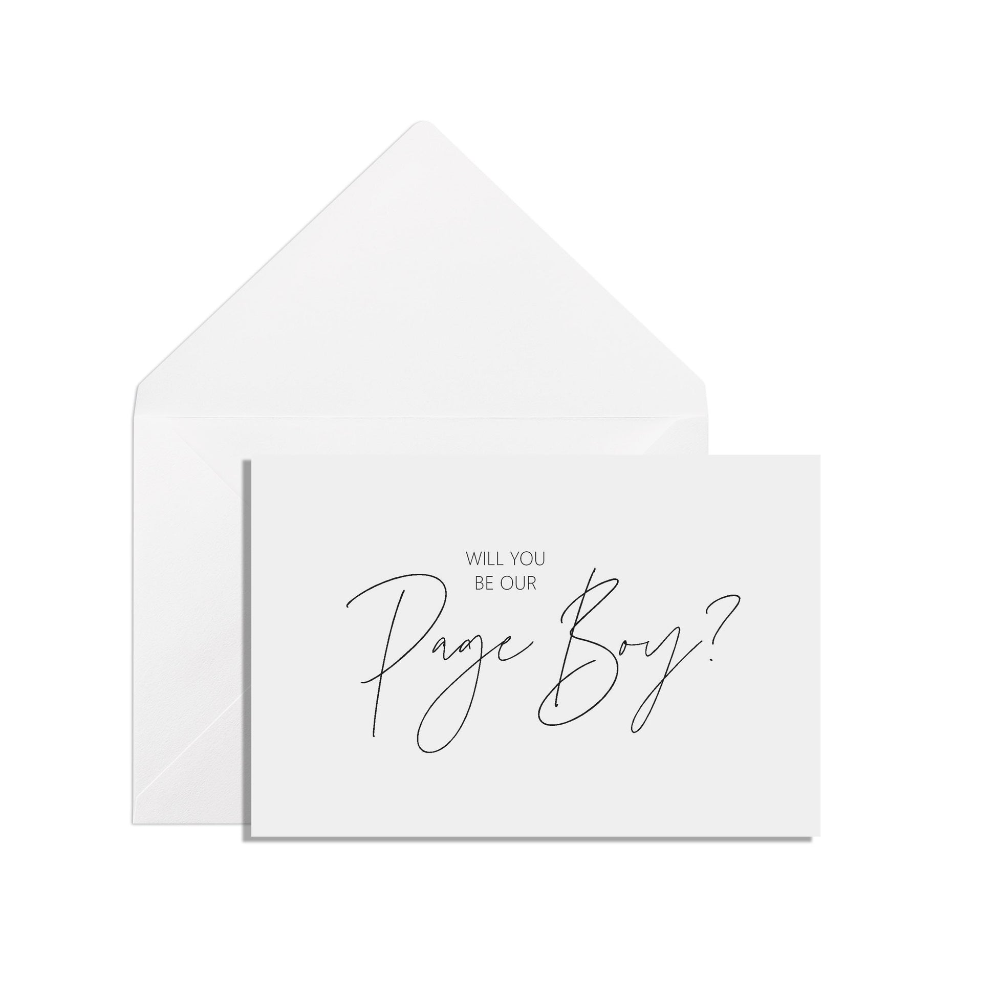 Will You Be Our Pageboy? A6 Black & White Proposal Card With White Envelope