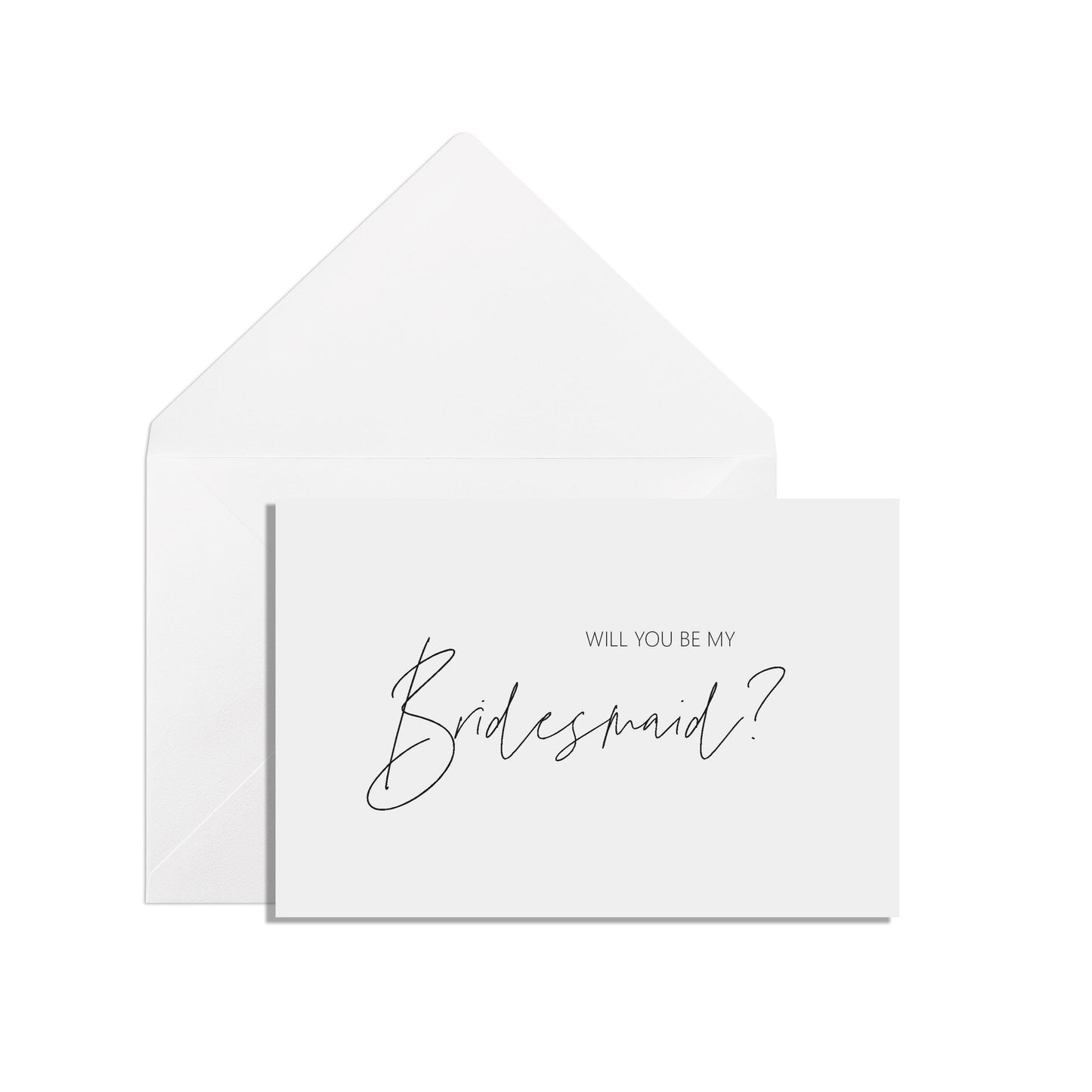 Will You Be My Bridesmaid? A6 Black & White Proposal Card With White Envelope