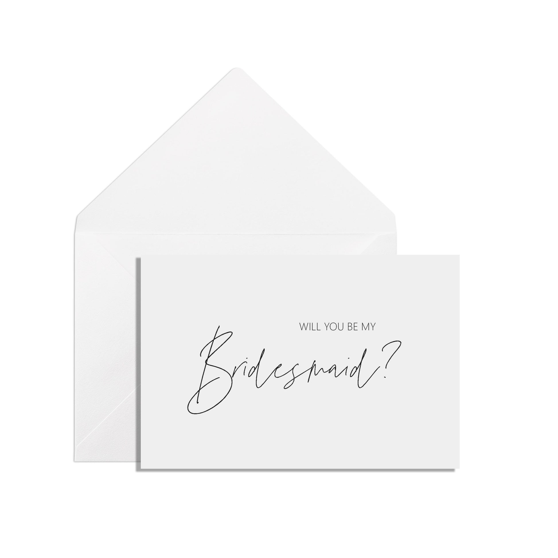 Will You Be My Bridesmaid? A6 Black & White Proposal Card With White Envelope