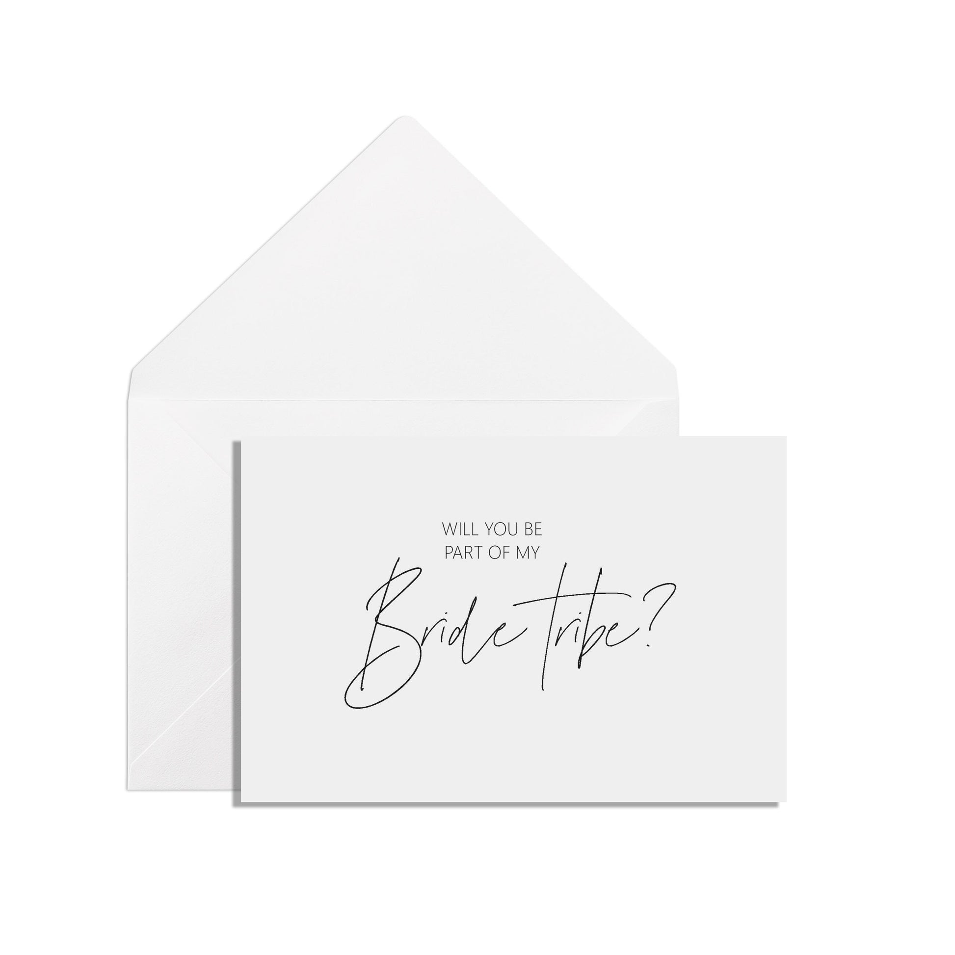 Will You Be Part Of My Bridetribe? A6 Black & White Proposal Card With White Envelope