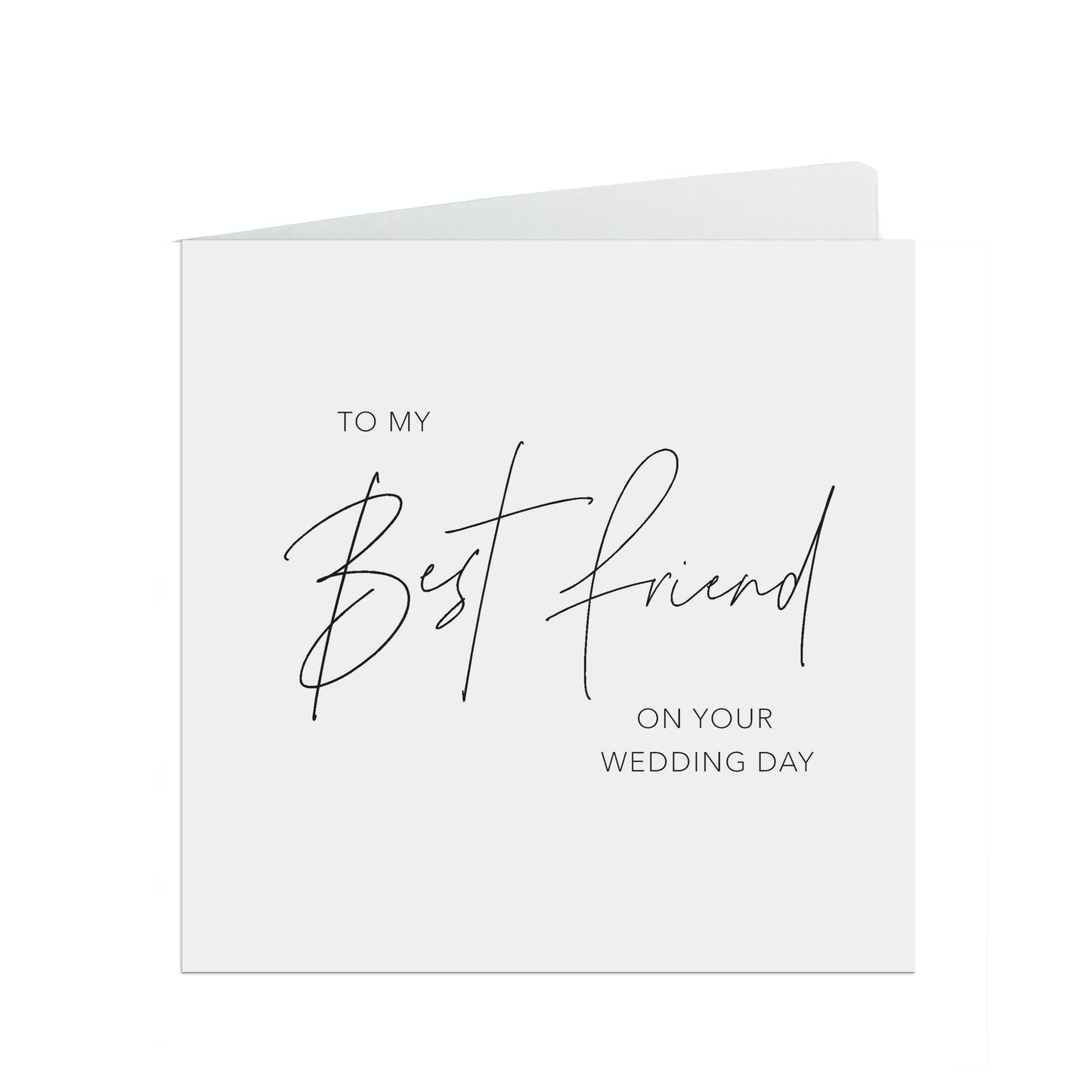 Best Friend On Your Wedding Day Card, Elegant Black & White Design, 6x6 Inches In Size With A White Envelope