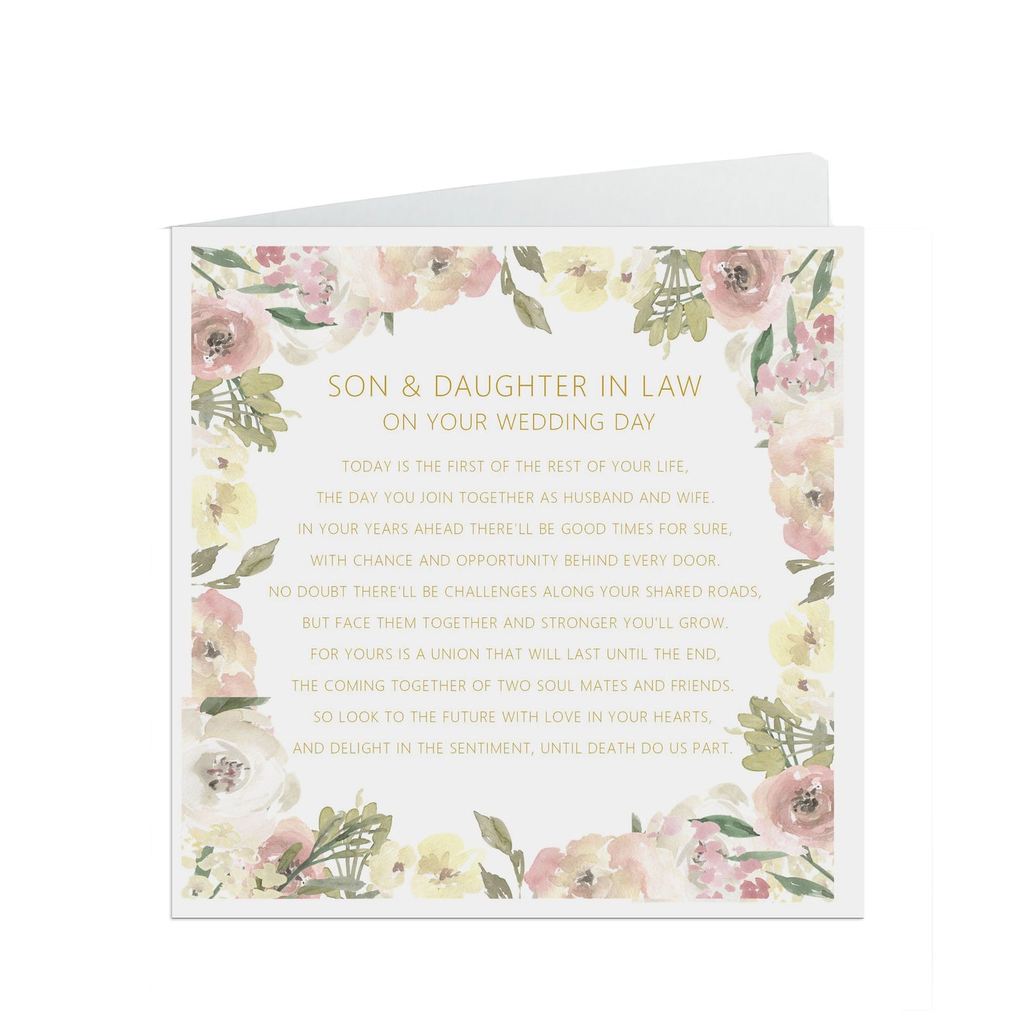 Son & Daughter In Law On Your Wedding Day Card - Blush Floral