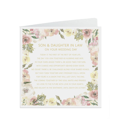 Son & Daughter In Law On Your Wedding Day Card - Blush Floral
