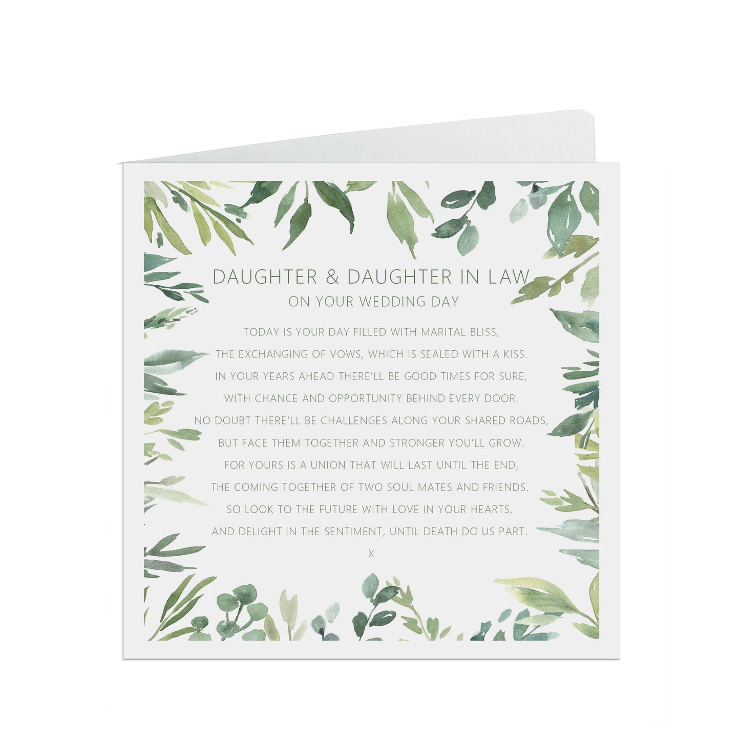 Daughter & Daughter In Law On Your Wedding Day Card - Greenery