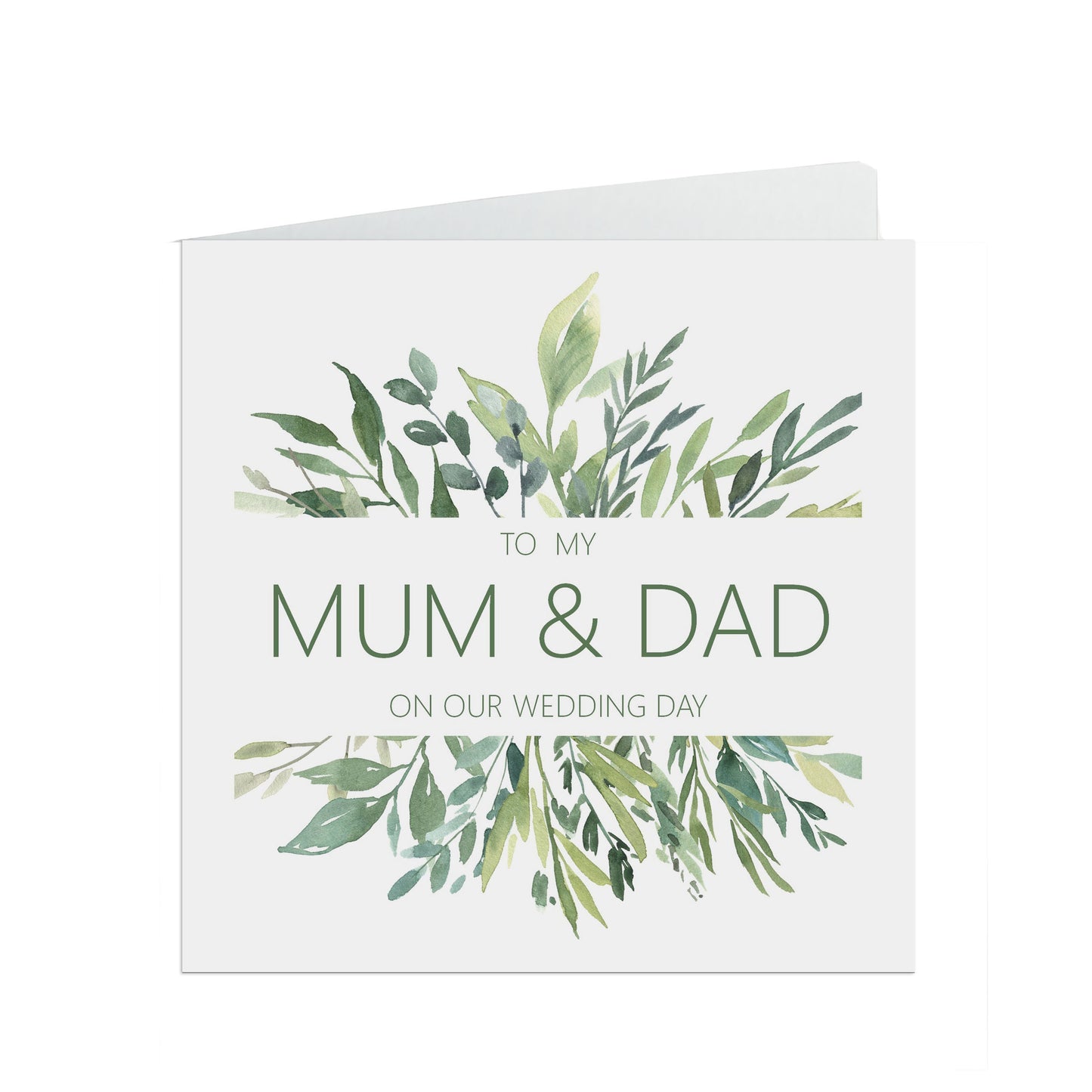 Mum & Dad On Our Wedding Day Card - Greenery