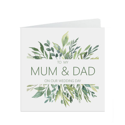 Mum & Dad On Our Wedding Day Card - Greenery