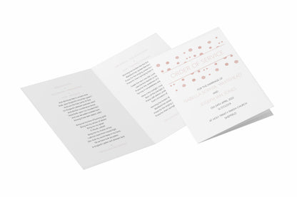 Order Of Service 4, 8 Or 12 Page Booklet, Blush Confetti A5 Fully Printed For Wedding Service