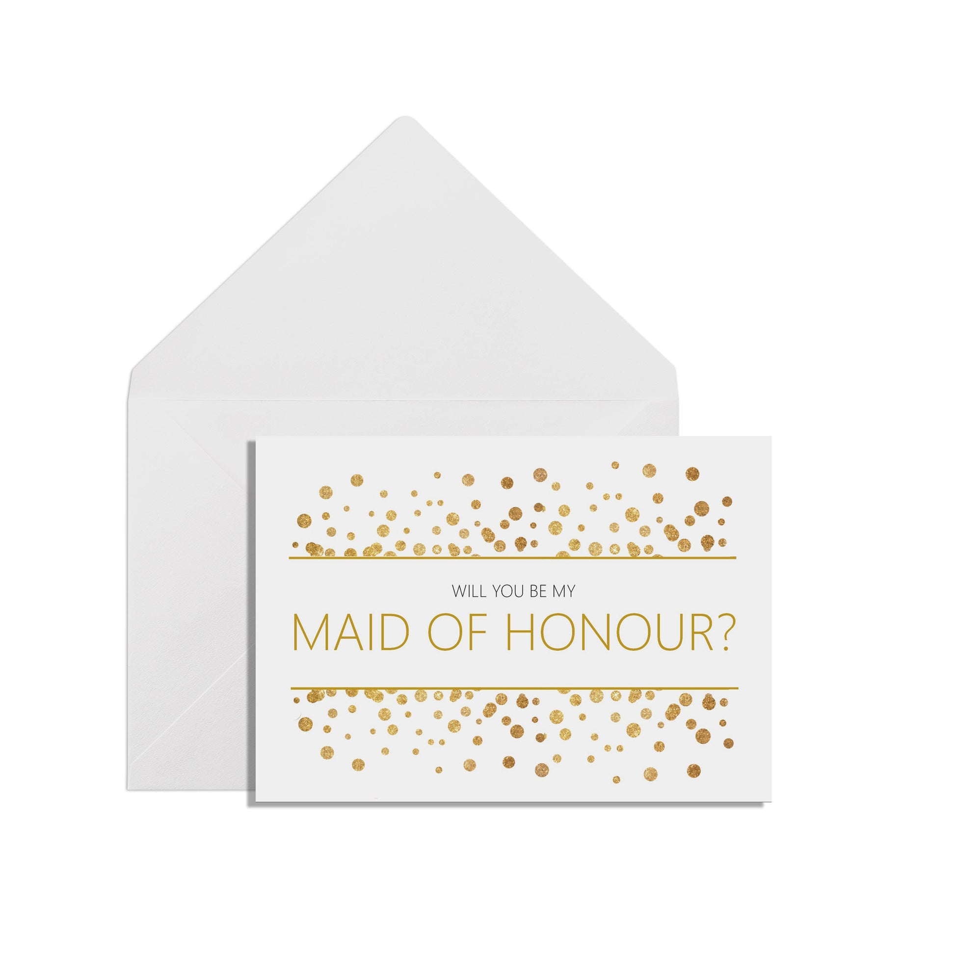 Will You Be My Maid Of Honour? A6 Gold Effect Wedding Proposal Card With A White Envelope