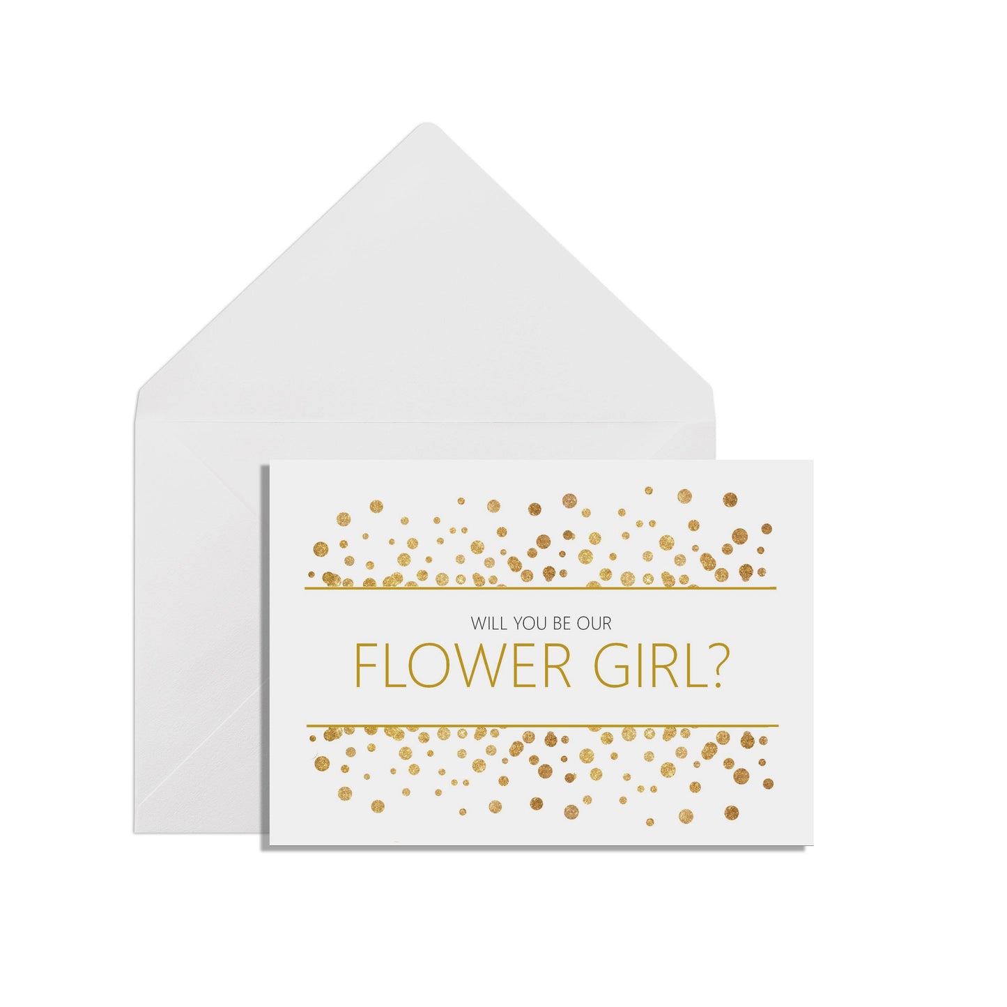 Will You Be Our Flower Girl? A6 Gold Effect Wedding Proposal Card With A White Envelope