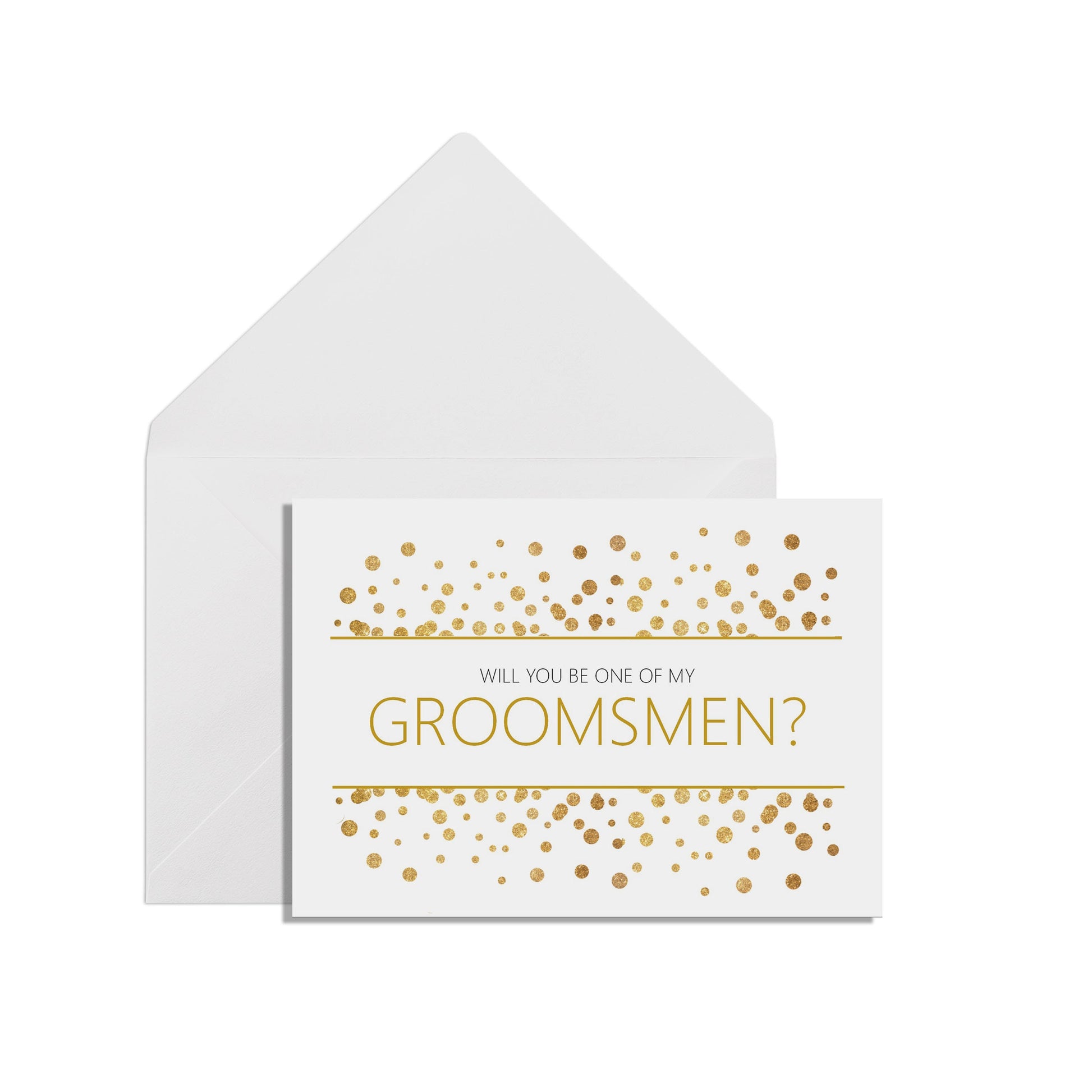 Will You Be One Of My Groomsmen? A6 Gold Effect Wedding Proposal Card With A White Envelope