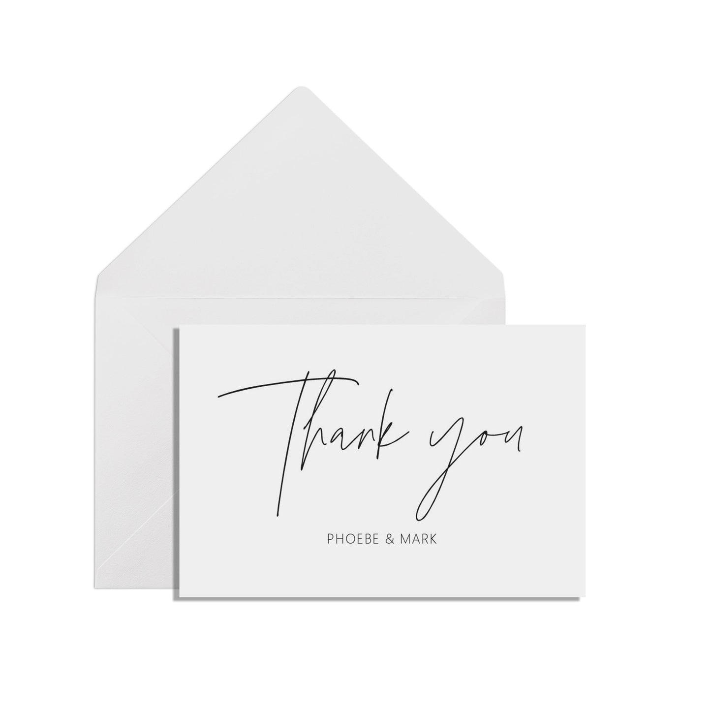 Personalised Thank You Cards, Black & White A6 With White Envelope, Pack Of 10