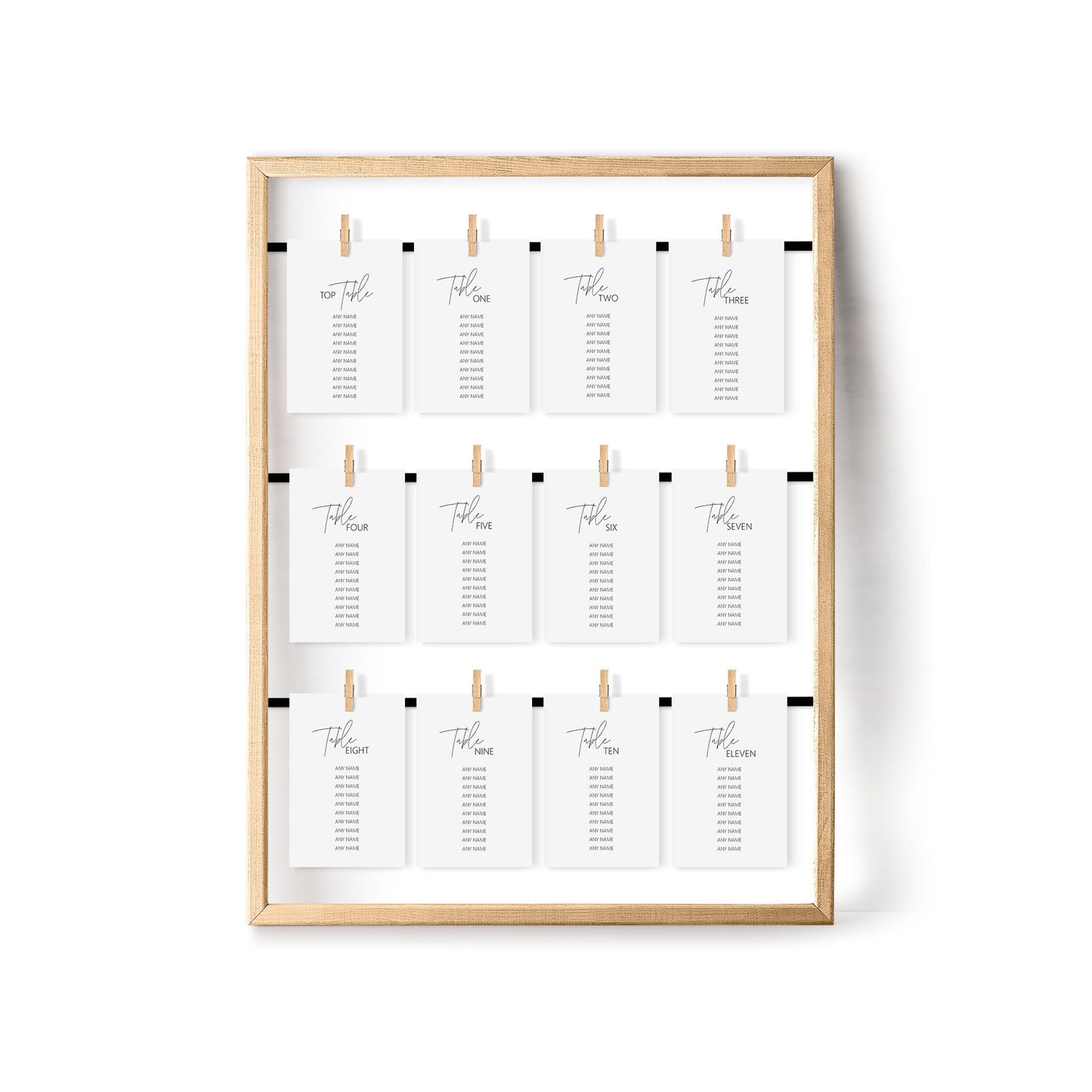 Black & White Wedding Table Plan Seating Hanging Cards - 3 Sizes Available