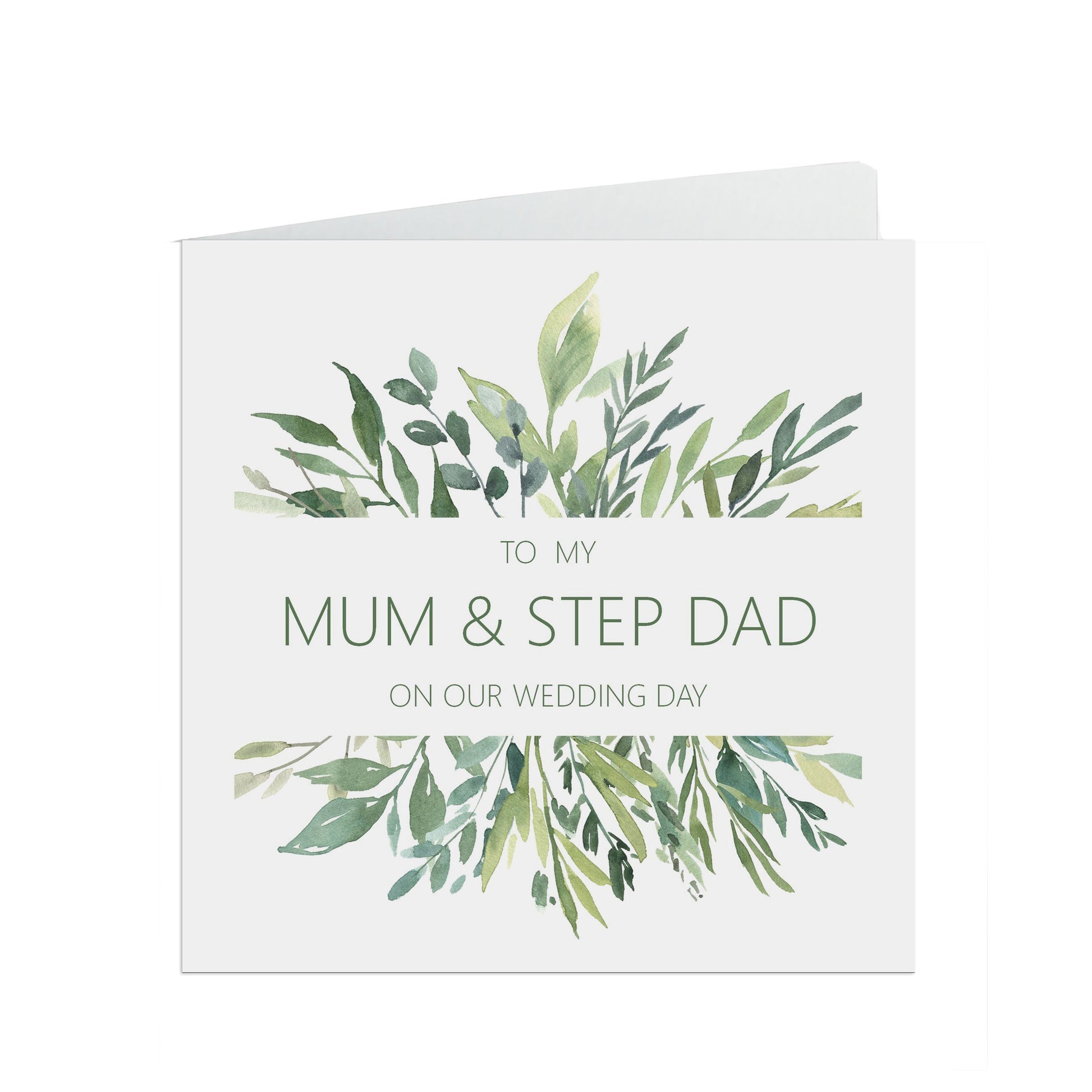 Mum & Step-Dad On Our Wedding Day Card - Greenery