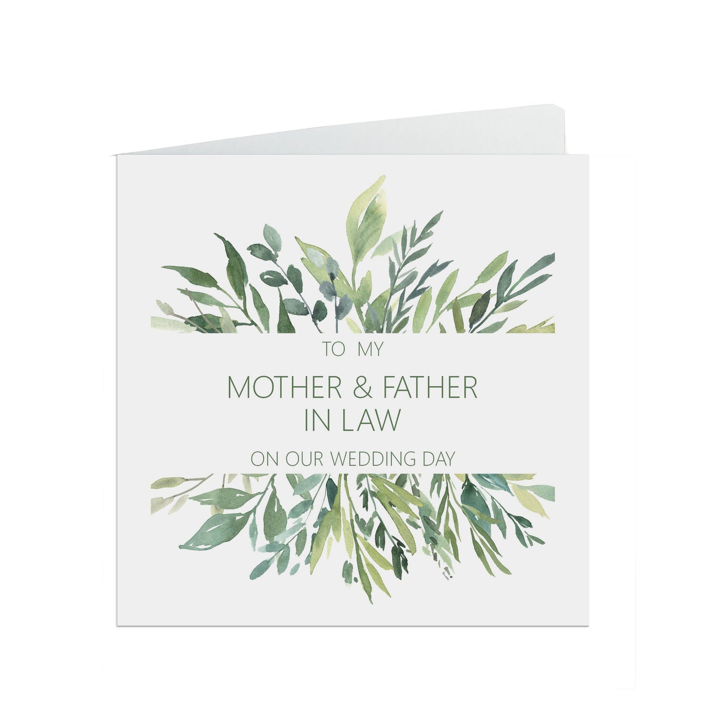 Mother & Father In Law On Our Wedding Day Card - Greenery