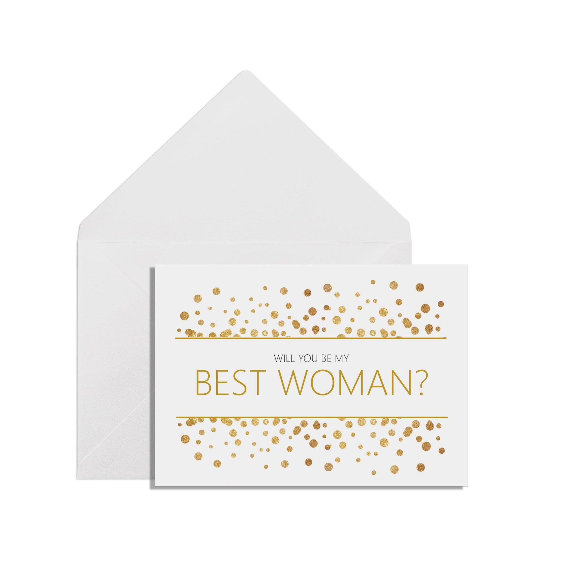 Will You Be Our Best Woman? A6 Gold Effect Wedding Proposal Card With A White Envelope