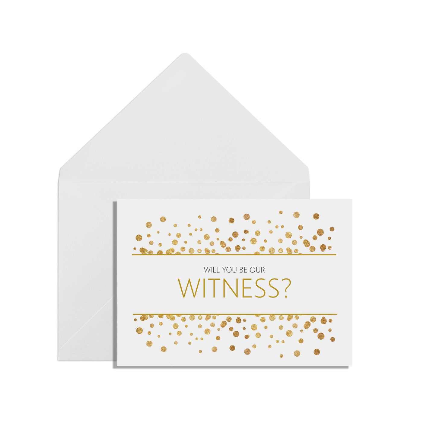 Will You Be Our Witness? A6 Gold Effect Wedding Proposal Card With A White Envelope