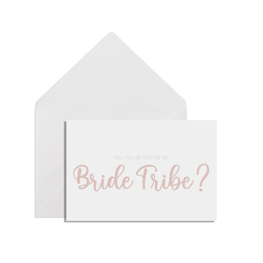 Will You Be Part Of My Bride Tribe? A6 Rose Gold Effect Proposal Card With White Envelope