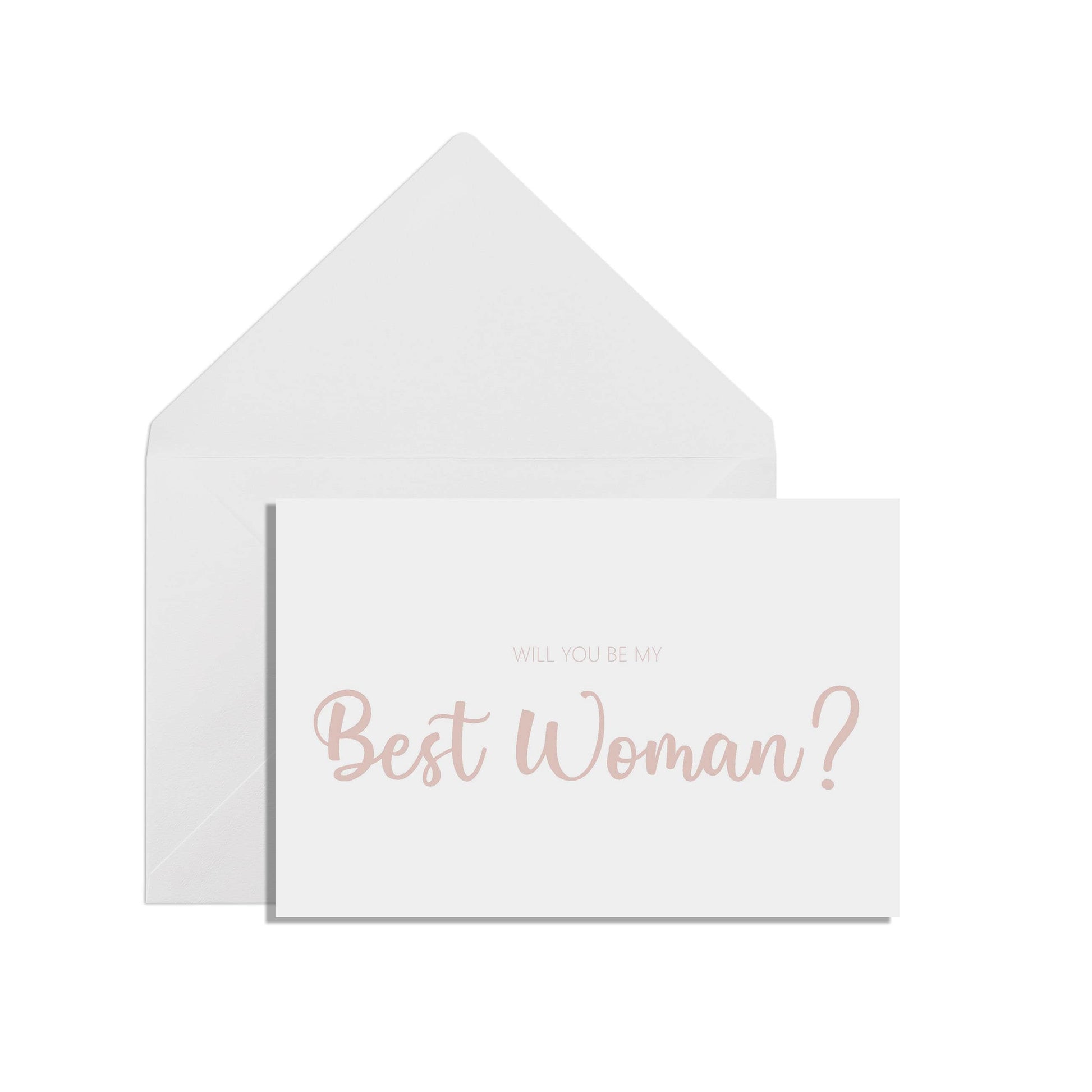 Will You Be My Best Woman? A6 Rose Gold Effect Proposal Card With White Envelope