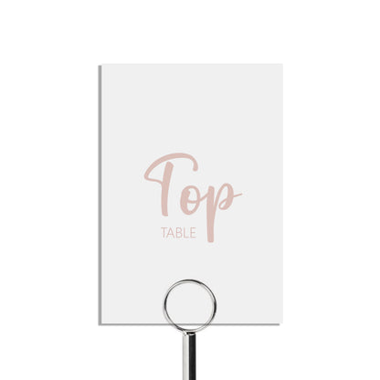 Rose Gold Table Number Cards - Numbers 1-15 & Top Table