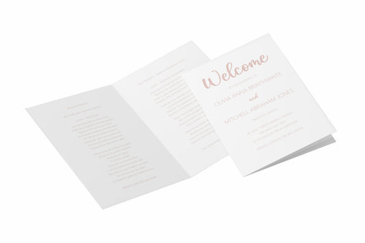 Order Of Service 4, 8 Or 12 Page Booklet, Rose Gold Effect A5 Fully Printed For Marriage Service
