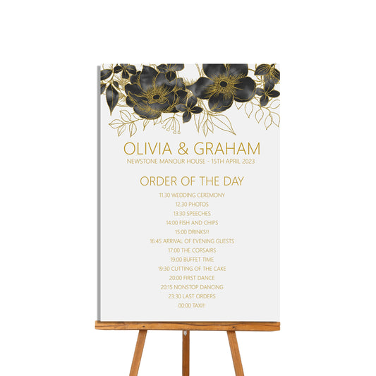 Black & Gold Order of the Day Sign - 4 Sizes Available