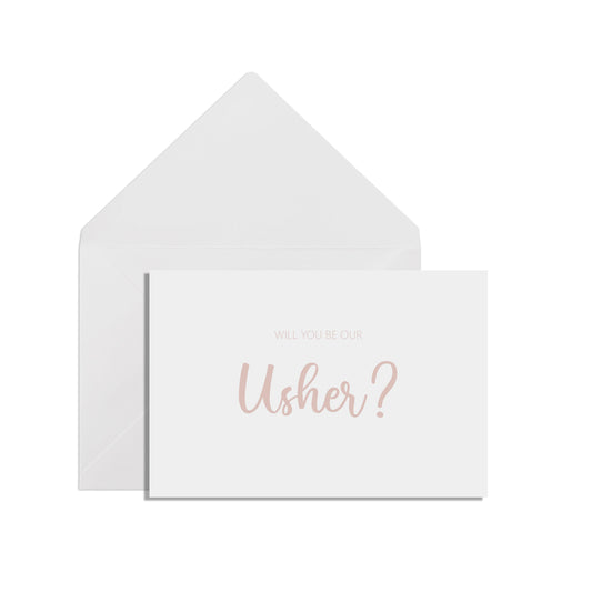 Will You Be Our Usher? A6 Rose Gold Effect Proposal Card With White Envelope