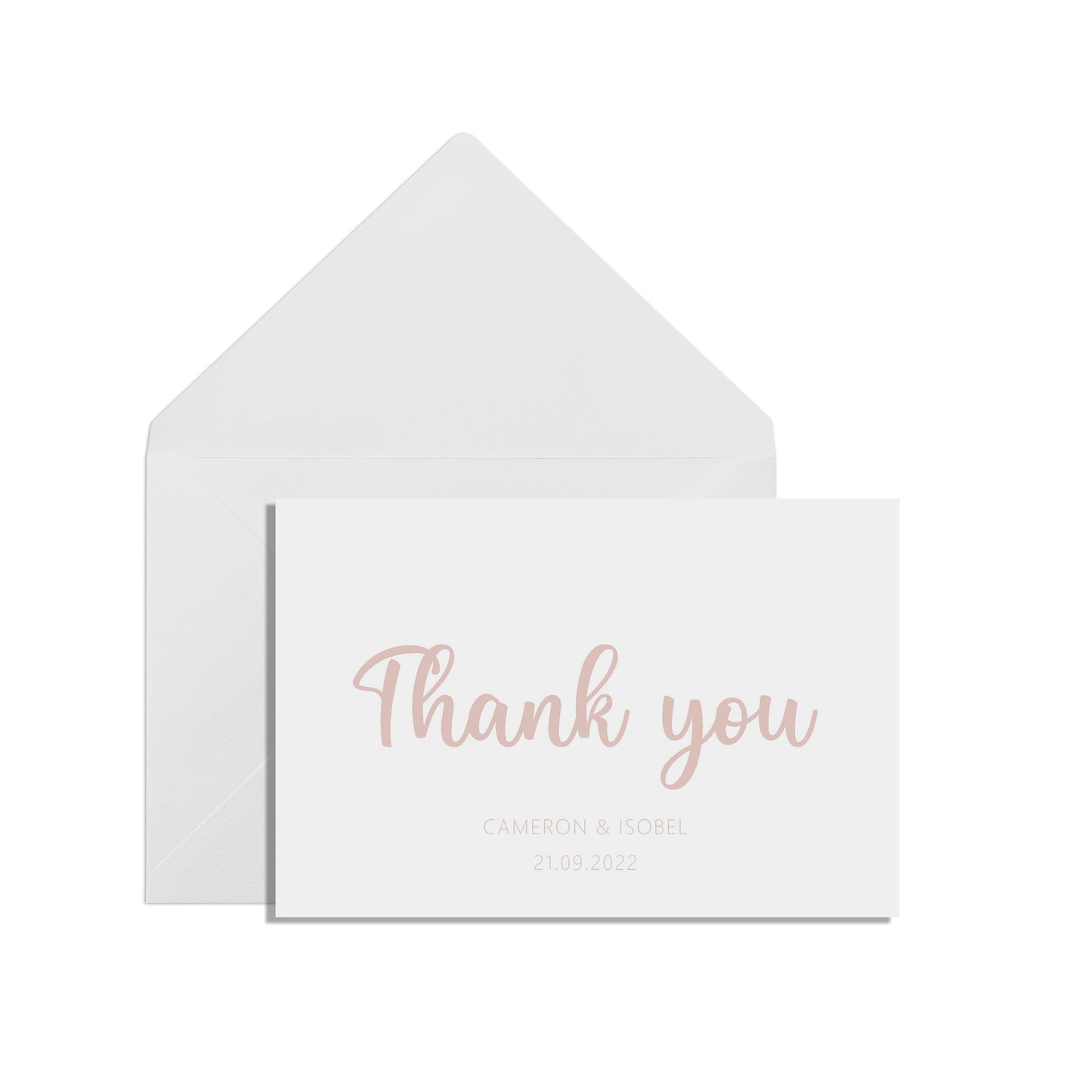 Personalised Thank You Cards, Rose Gold A6 With White Envelope, Pack of 10