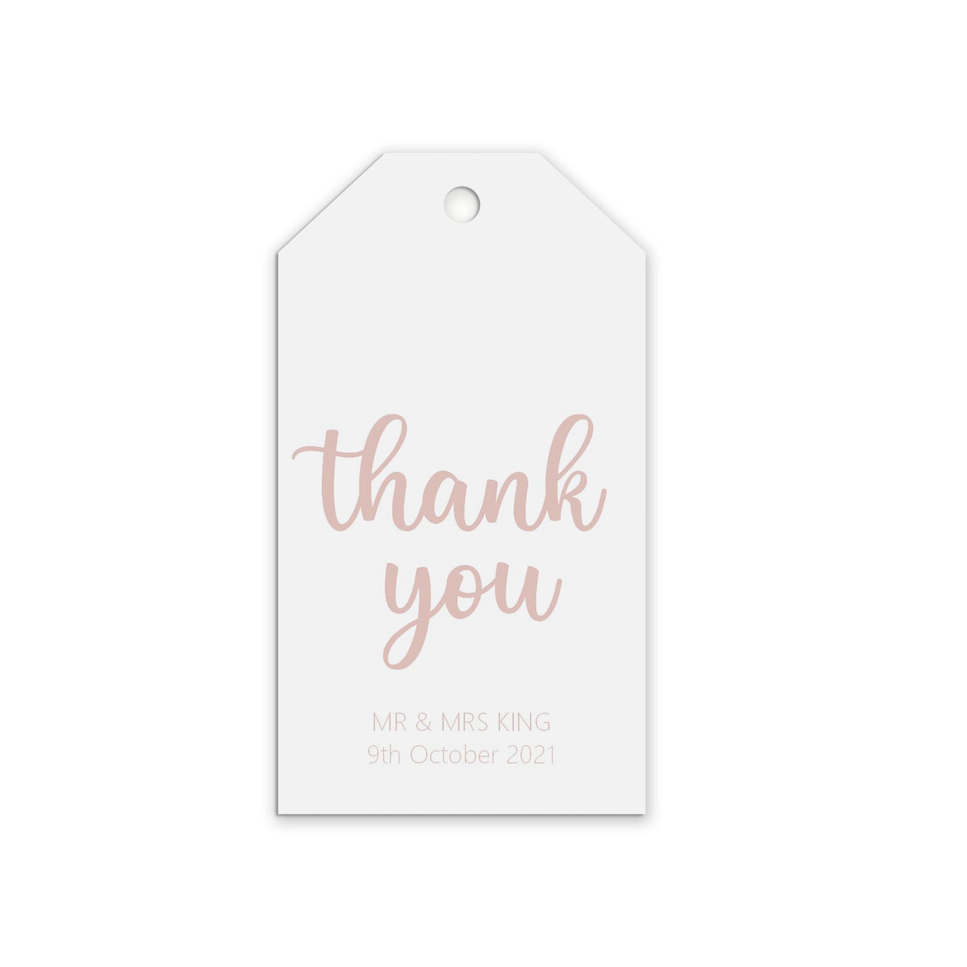 Thank You Wedding Gift Tags Personalised Rose Gold Effect, Sold In Packs Of 10