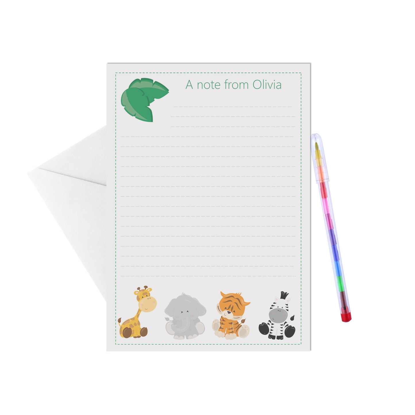 Wild Animal Personalised Letter Writing Set - 15 Sheets & Envelopes - Lots Of Designs - PMPrinted