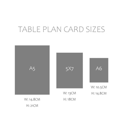 Black & White Wedding Table Plan Seating Hanging Cards - 3 Sizes Available