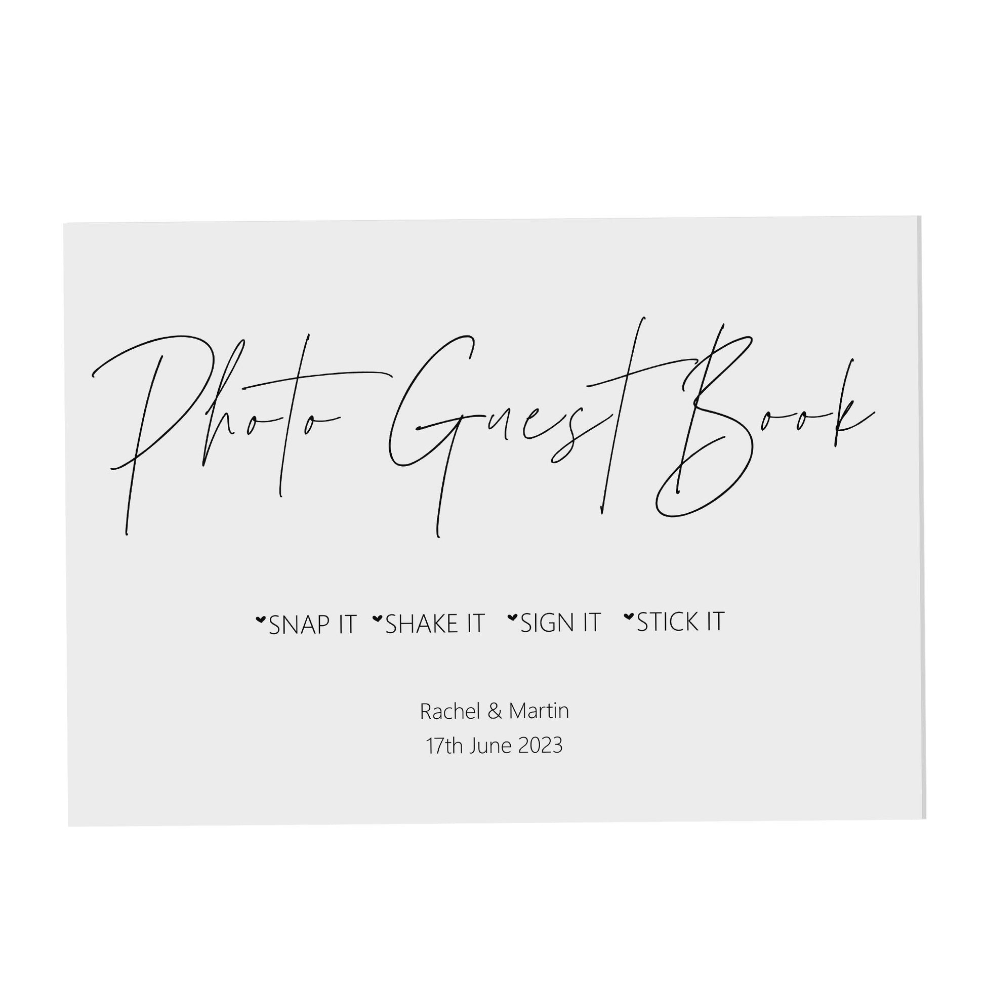 Photo Guest Book Wedding Sign, Personalised Black & White A5, A4 Or A3 Sign