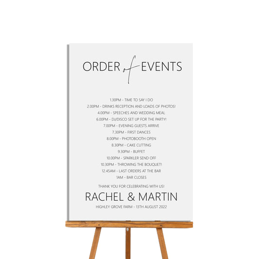 Black & White Order Of The Day Sign - 4 Sizes Avaialble