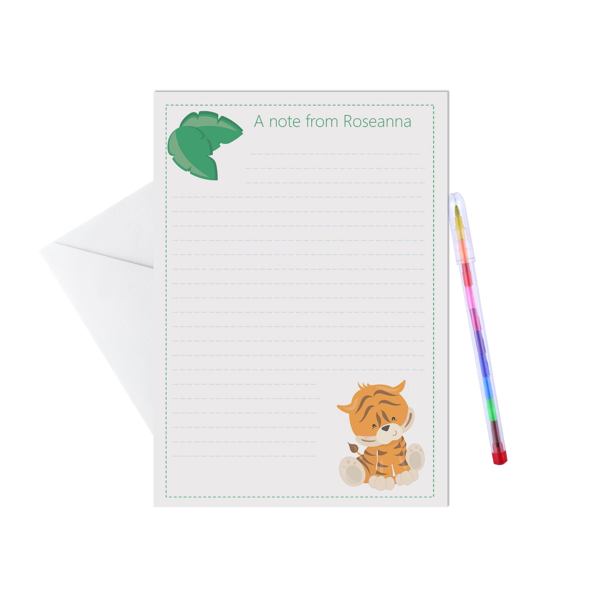 Wild Animal Personalised Letter Writing Set - 15 Sheets & Envelopes - Lots Of Designs - PMPrinted