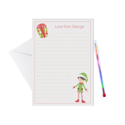 Christmas Personalised Letter Writing Set - A5 Pack Of 15 Sheets & Envelopes, Elf, Penguin, Gingerbread and Santa - PMPrinted