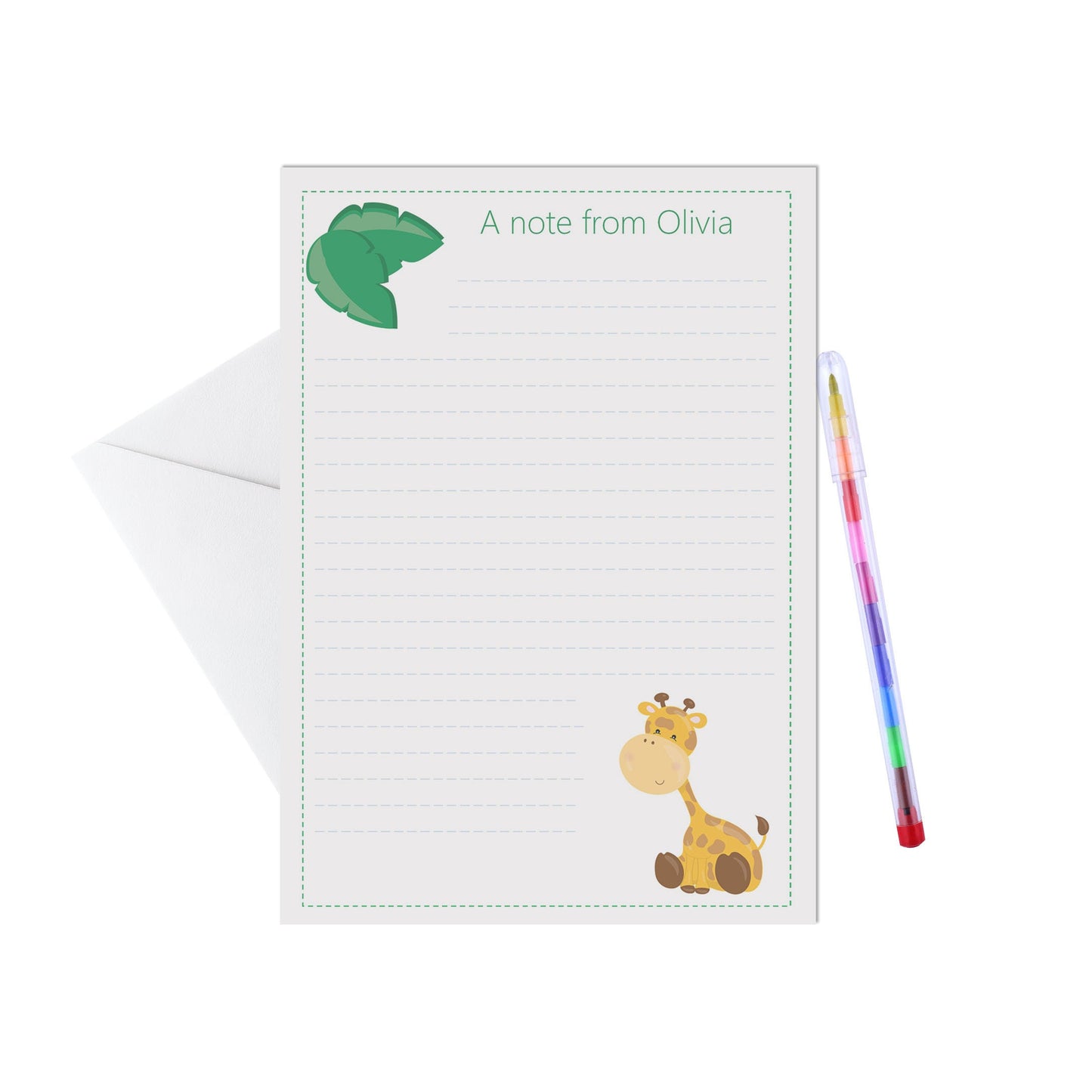 Wild Animal Personalised Letter Writing Set - 15 Sheets & Envelopes - Lots Of Designs - PMPrinted