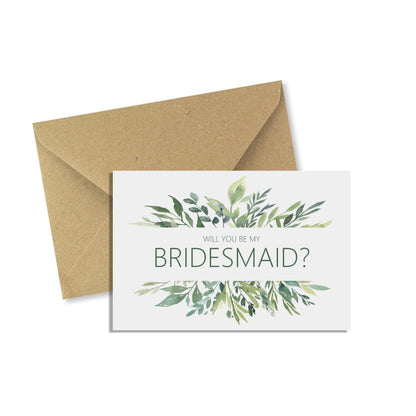 Will You Be My Bridesmaid? Wedding Proposal Card - Greenery