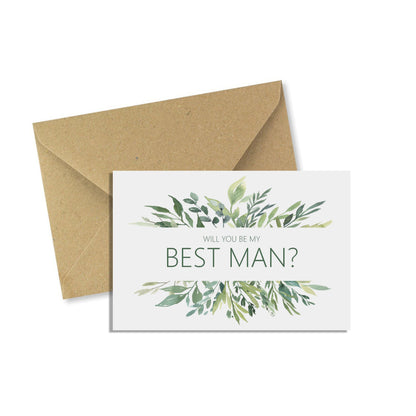 Will You Be My Best Man? Wedding Proposal Card - Greenery