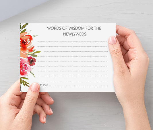 Red Floral Words Of Wisdom Advice Cards - A6 Cards