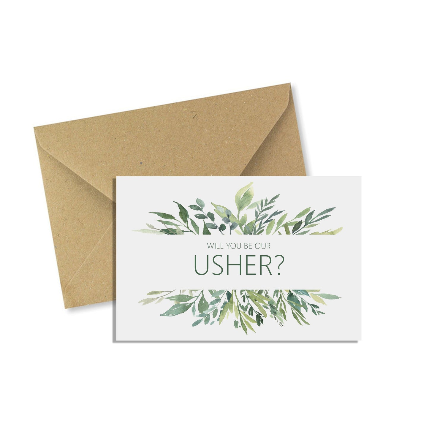 Will You Be Our Usher? Wedding Proposal Card - Greenery