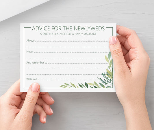 Wedding Advice Cards - Greenery