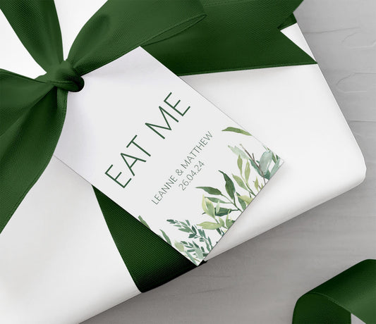 Eat Me Wedding Gift Tags Personalised - Greenery