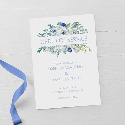 Printed Order of Servicet - Blue Floral