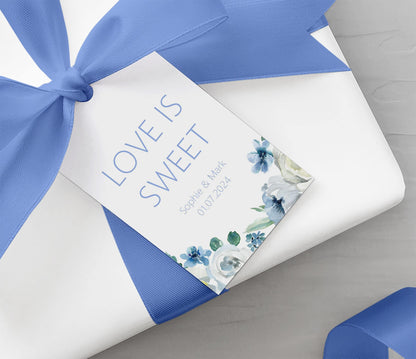 Love Is Sweet Wedding Gift Tags - Blue Floral