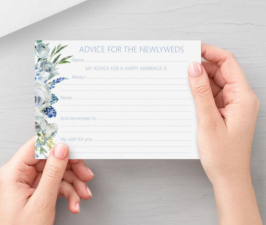 Wedding Advice Cards - Blue Floral