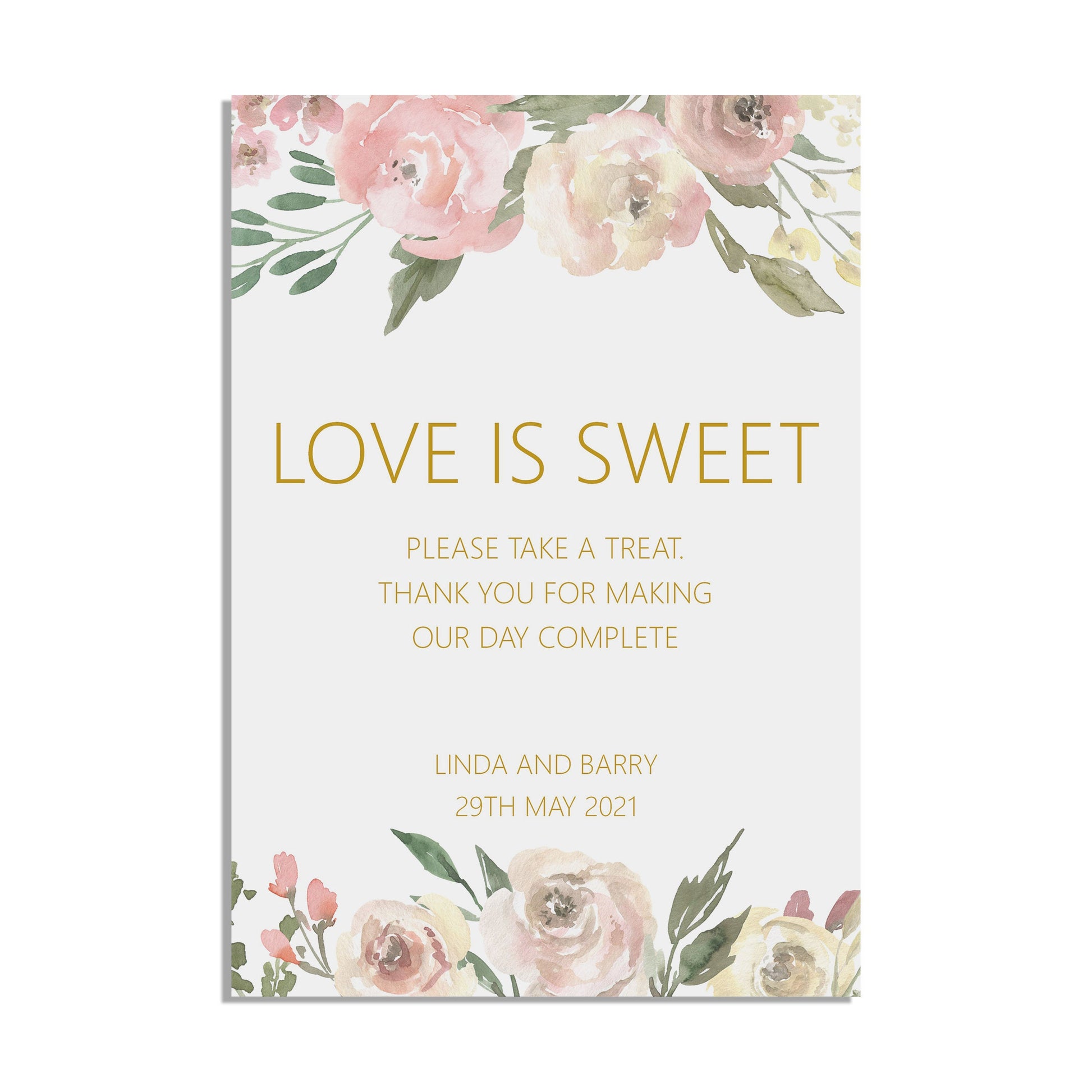 Love Is Sweet Wedding Sign - Blush Floral