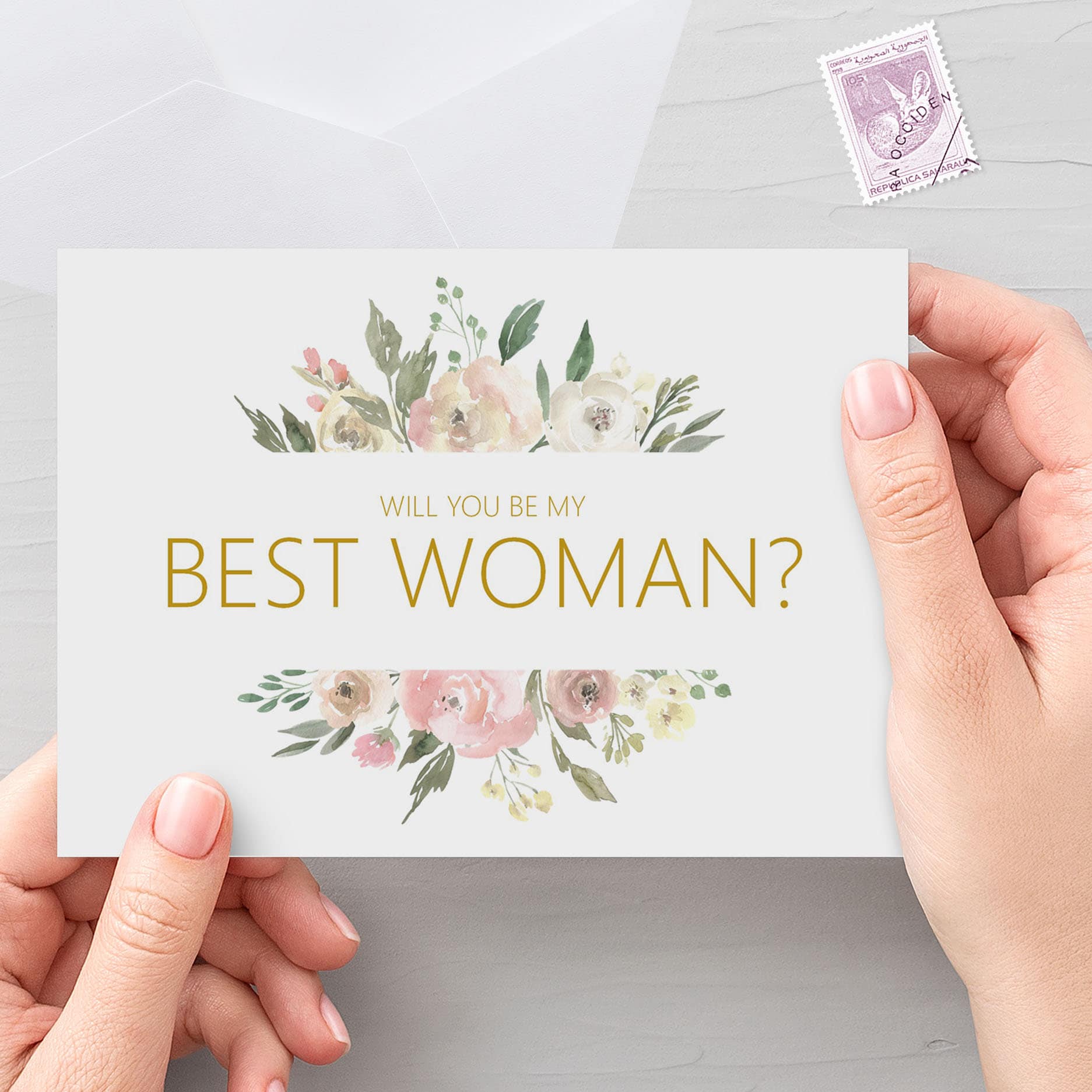 Will You Be My Best Woman? Proposal Card - Blush Floral