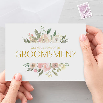 Will You Be One Of My Groomsmen? Proposal Card - Blush Floral