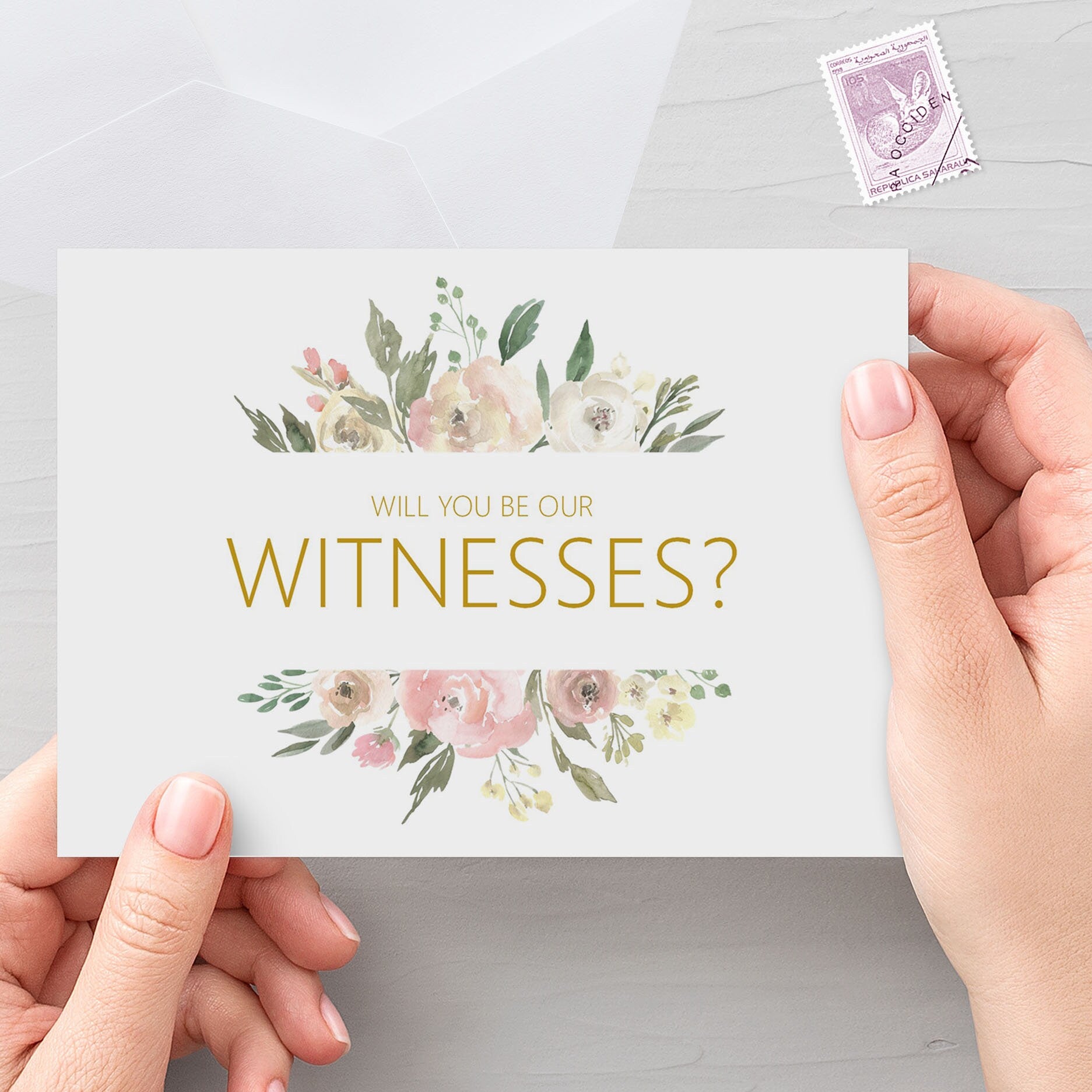 Will You Be Our Witnesses? Proposal Card - Blush Floral