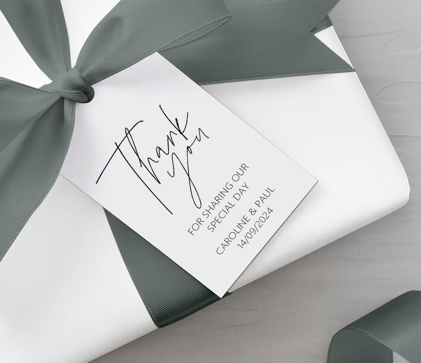 Thank You For Sharing Our Day Wedding Gift Tags Personalised Black & White, Sold In Packs Of 10